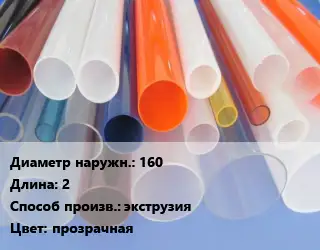 Труба из оргстекла 160 L=2 экструзия прозрачная